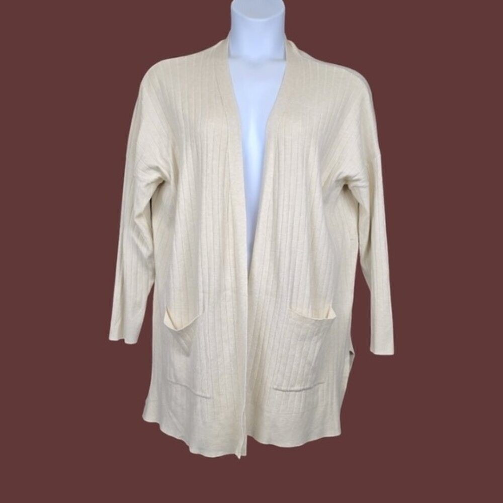 Lulu's Womens Long Sleeve Cream Open Front Cardigan Sweater Size L NWT